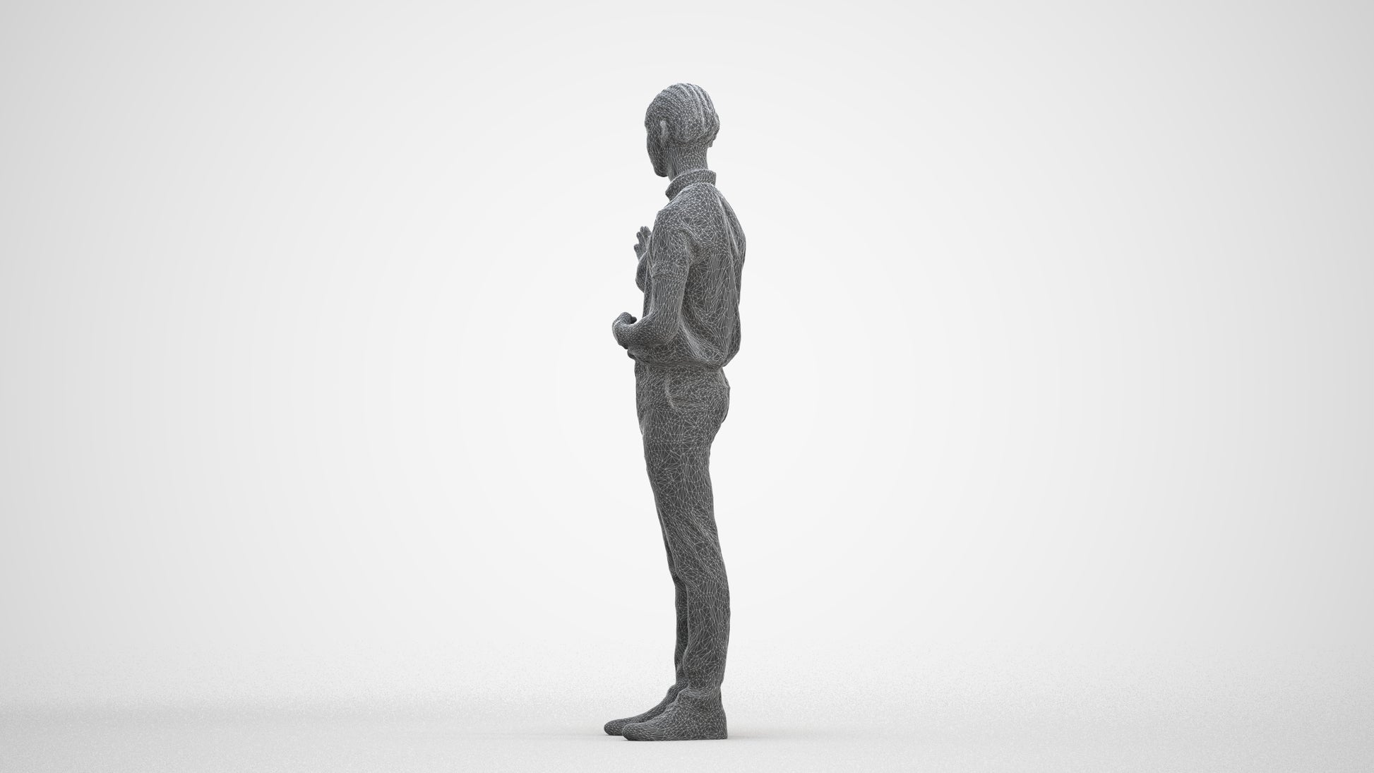 photogrammetry 3D boy hospitality, realistic human model archviz FBX, three-quarter front view render