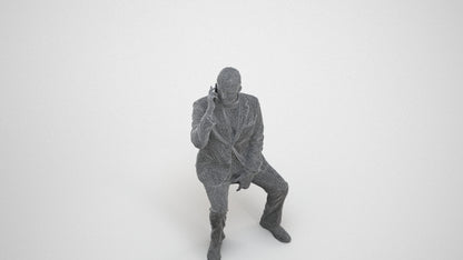3D scanned man business, photorealistic archviz people for Enscape and SketchUp, wireframe three-quarter view
