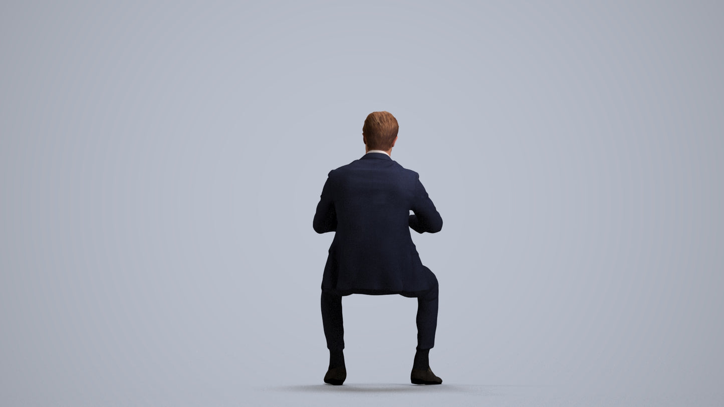 3D scanned man business, photorealistic archviz people for Enscape and SketchUp, front view render