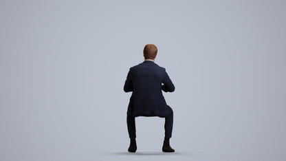 3D scanned man business, photorealistic archviz people for Enscape and SketchUp, front view render