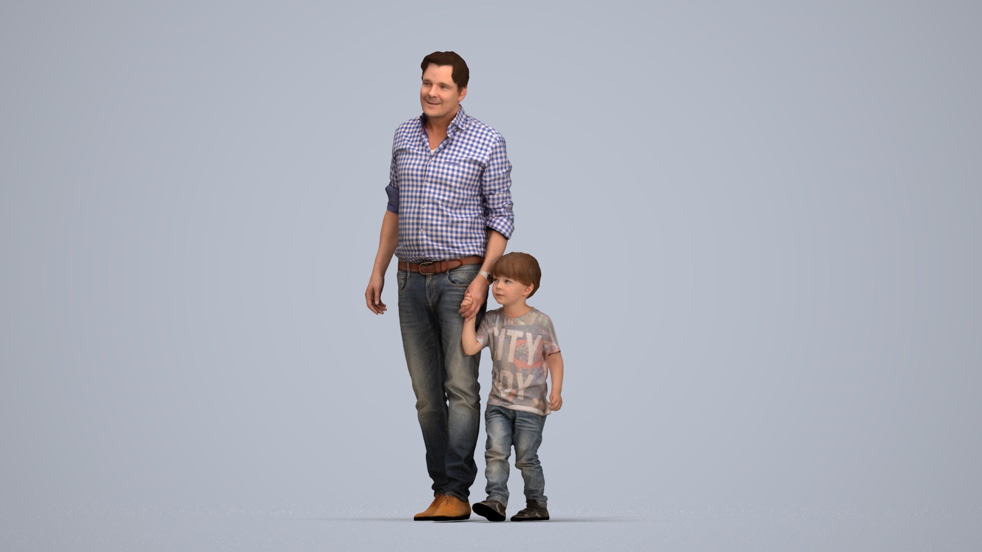 3D scanned boy kids casual, photorealistic archviz people for Enscape and SketchUp, top-down view render
