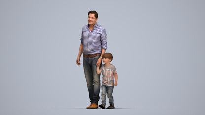 3D scanned boy kids casual, photorealistic archviz people for Enscape and SketchUp, top-down view render