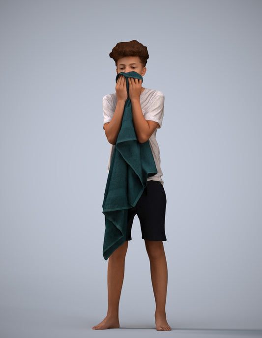realistic 3D boy casual kids, scanned archviz people for Blender and 3ds Max