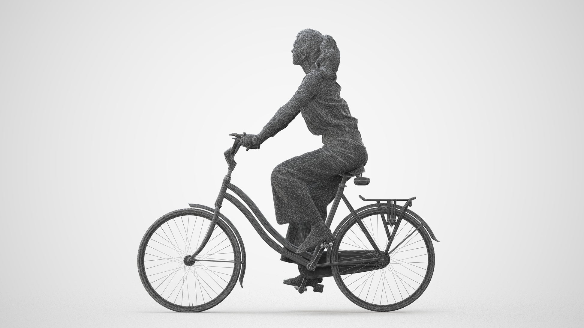 3D scanned woman cycling casual, photorealistic archviz people for Enscape and SketchUp, square thumbnail