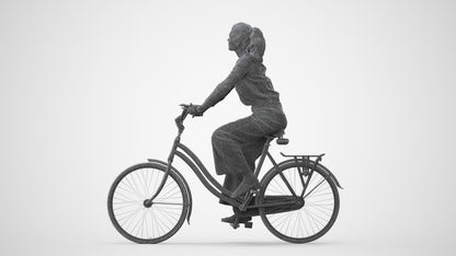 3D scanned woman cycling casual, photorealistic archviz people for Enscape and SketchUp, square thumbnail