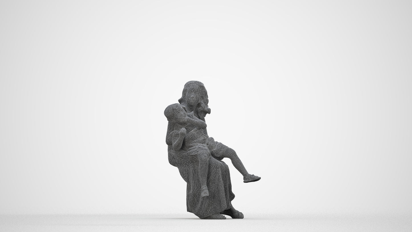 realistic 3D human girl casual kids, archviz people FBX OBJ for Blender, wireframe back view