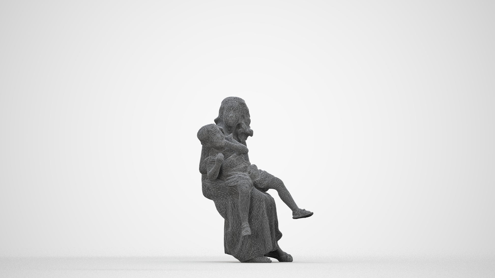 realistic 3D human girl casual kids, archviz people FBX OBJ for Blender, wireframe back view