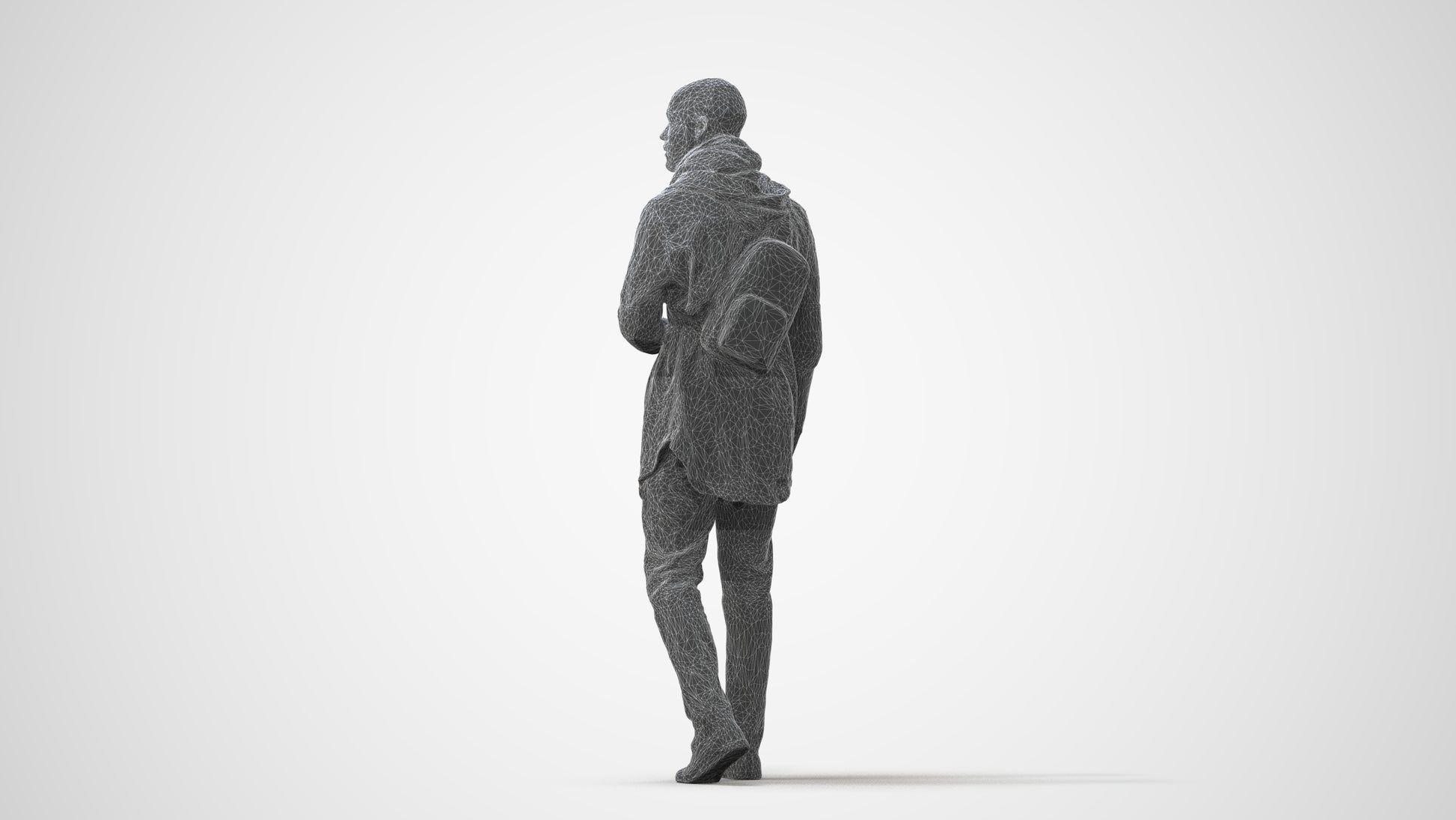 realistic 3D man casual walking, scanned archviz people for Blender and 3ds Max, square thumbnail