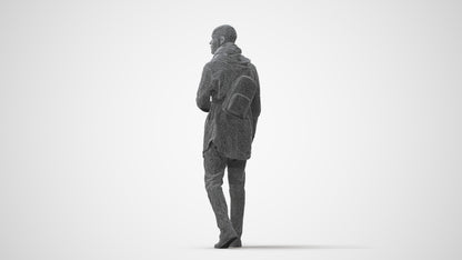 realistic 3D man casual walking, scanned archviz people for Blender and 3ds Max, square thumbnail