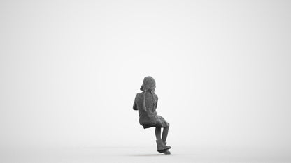 realistic 3D human girl casual kids, archviz people FBX OBJ for Blender, wireframe front view