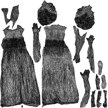 3D human model woman casual standing, photogrammetry scanned person for archviz, wireframe top-down view