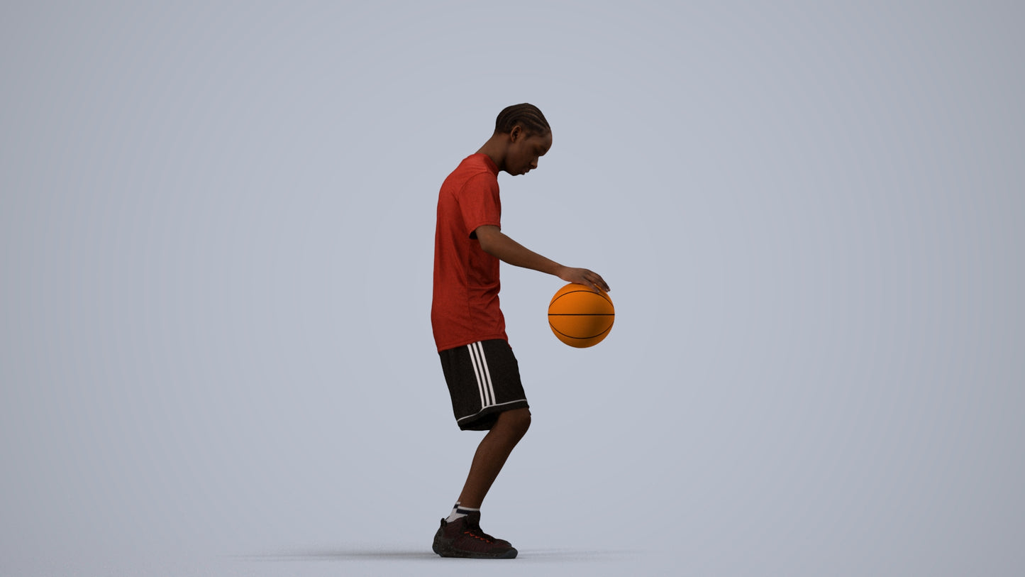 3D people model boy sport, scanned human for 3ds Max rendering, side view render