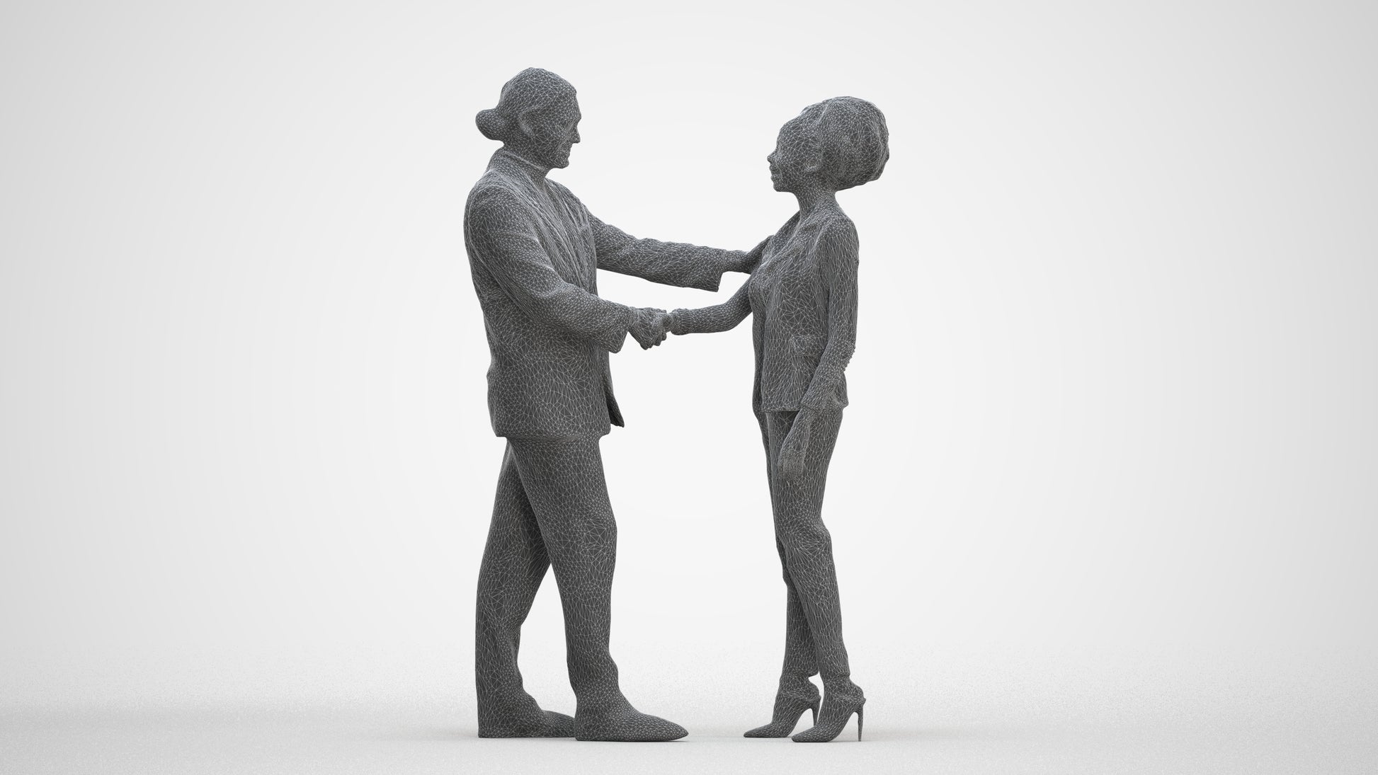 scanned 3D woman business, photogrammetry people for Enscape and V-Ray, three-quarter front view render