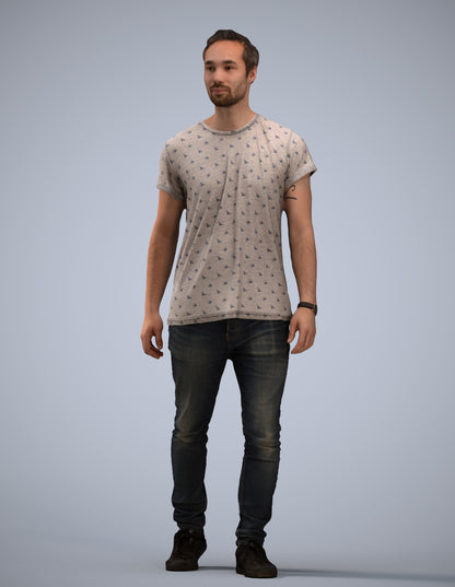 realistic 3D human man casual walking, archviz people FBX OBJ for Blender