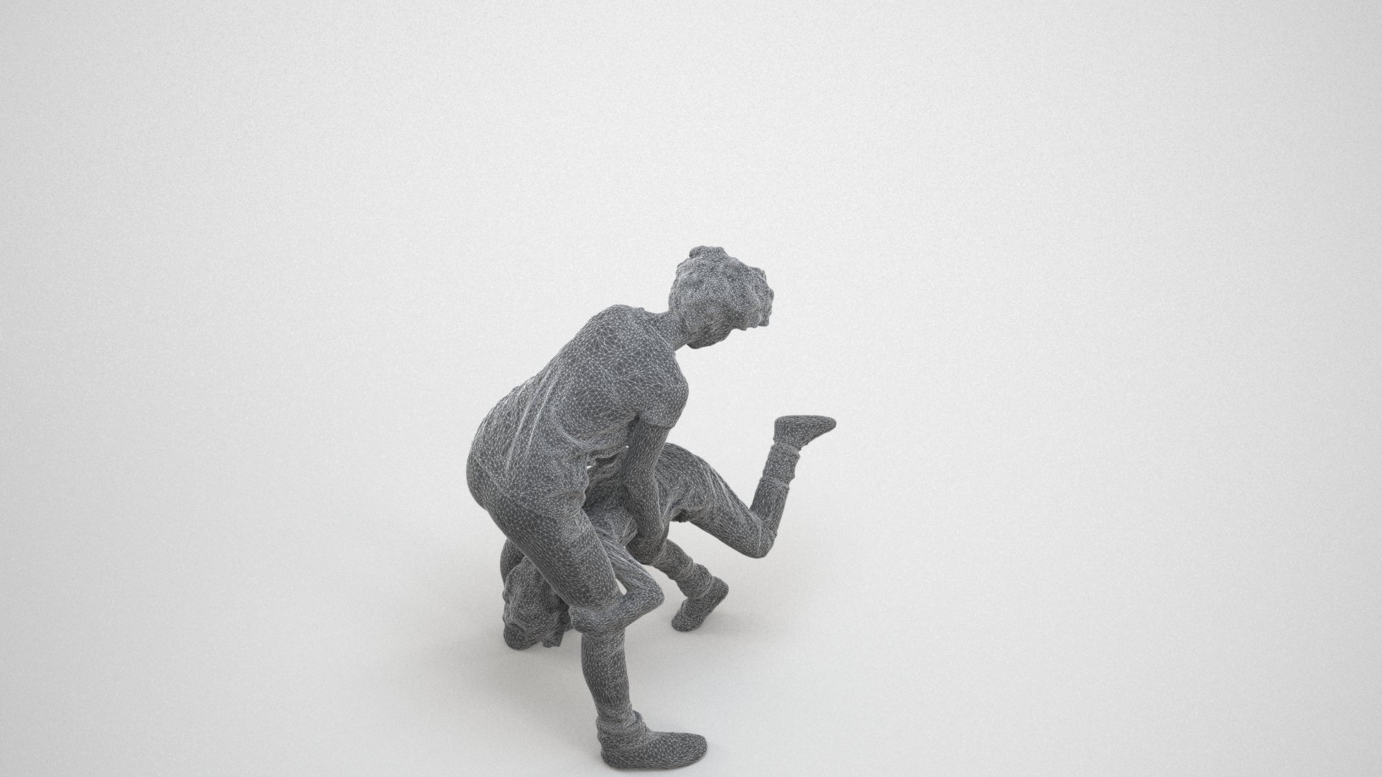 photogrammetry 3D girl kids, realistic human model archviz FBX, wireframe three-quarter view