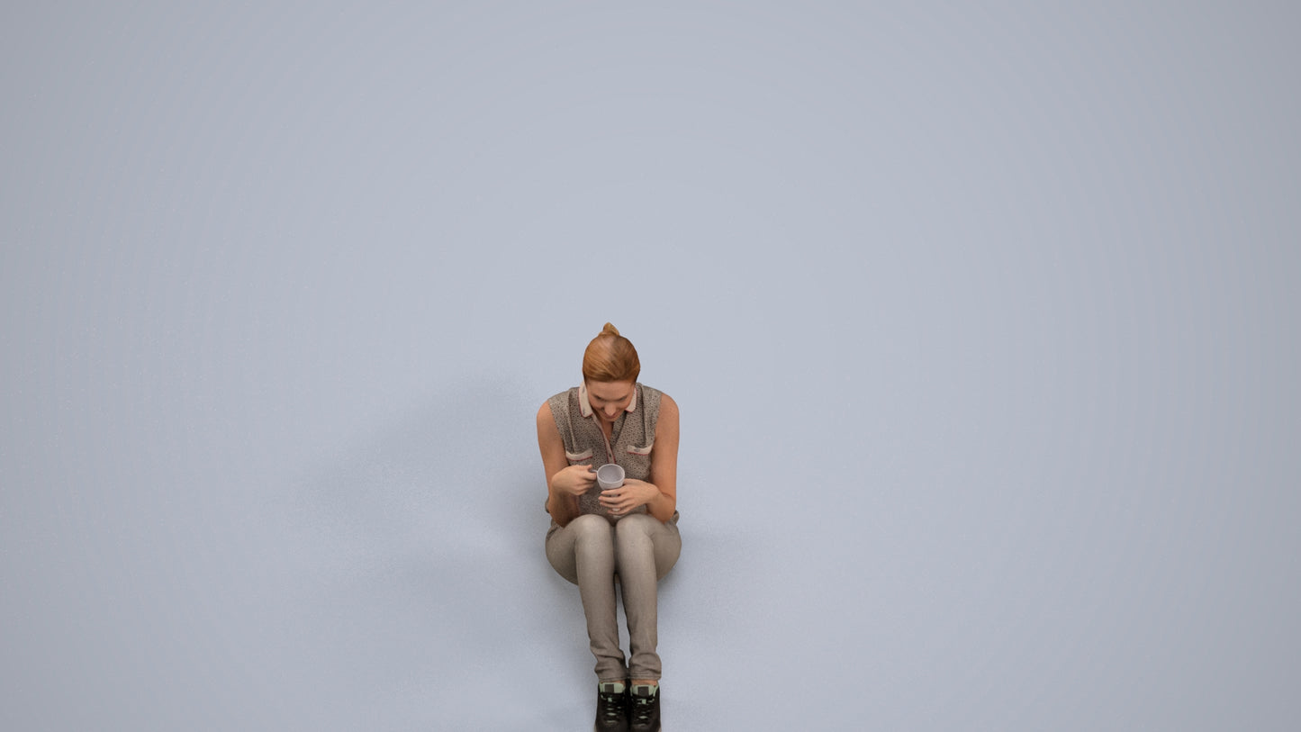photogrammetry 3D woman casual business, realistic human model archviz FBX, back view render