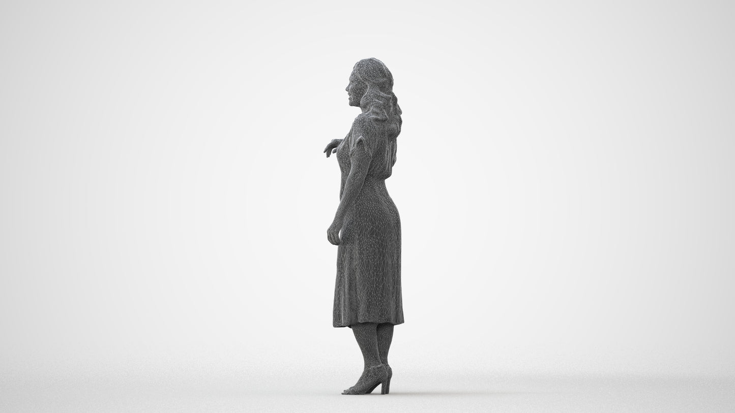 realistic 3D woman casual standing, scanned archviz people for Blender and 3ds Max, square thumbnail
