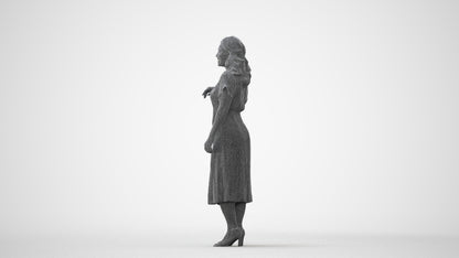 realistic 3D woman casual standing, scanned archviz people for Blender and 3ds Max, square thumbnail