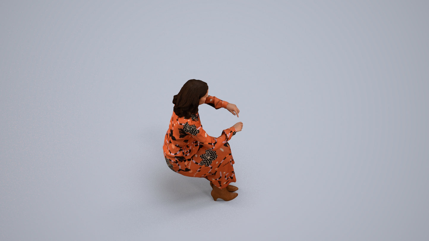 scanned 3D woman casual business, photogrammetry people for Enscape and V-Ray, back view render