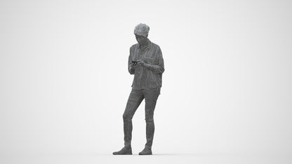 realistic 3D people woman casual standing, render-ready for V-Ray and Corona, FBX OBJ, wireframe back view