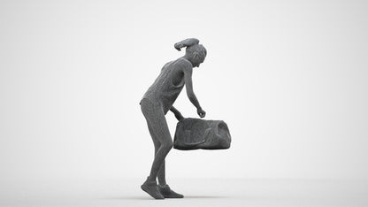3D human model woman sport, photogrammetry scanned person for archviz, wireframe side view
