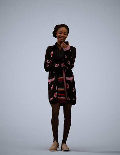 realistic 3D woman casual standing, scanned archviz people for Blender and 3ds Max