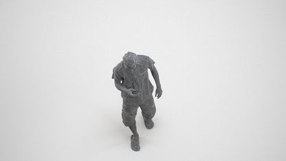 3D scanned man walking casual, photorealistic archviz people for Enscape and SketchUp, wireframe three-quarter view