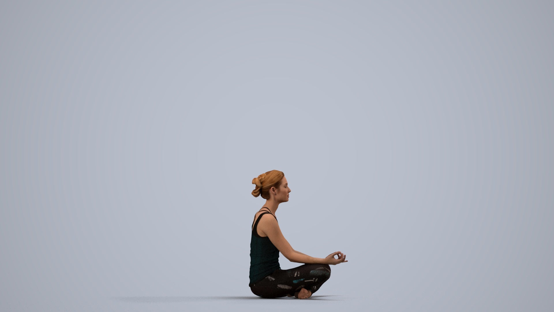 3D people model woman sport, scanned human for 3ds Max rendering, side view render