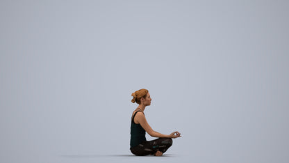 3D people model woman sport, scanned human for 3ds Max rendering, side view render