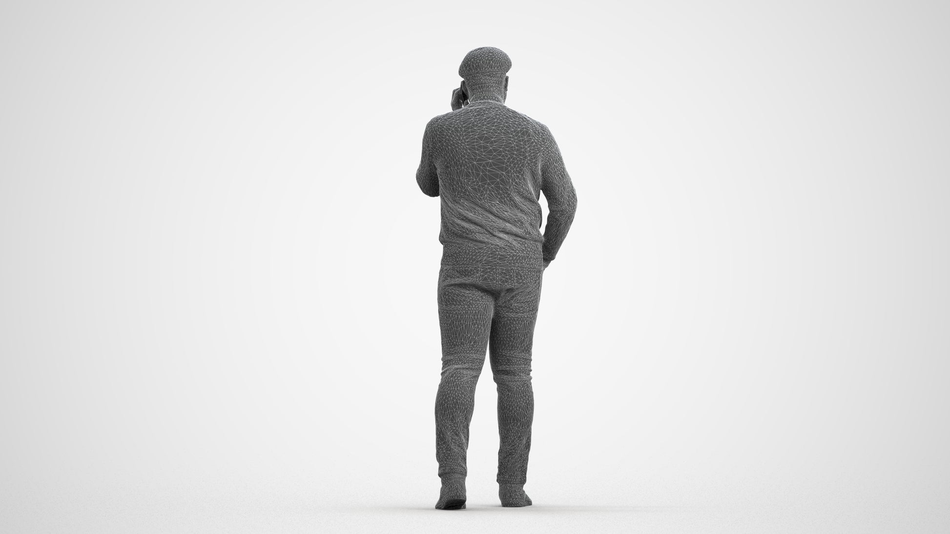 realistic 3D human man casual walking, archviz people FBX OBJ for Blender, wireframe front view
