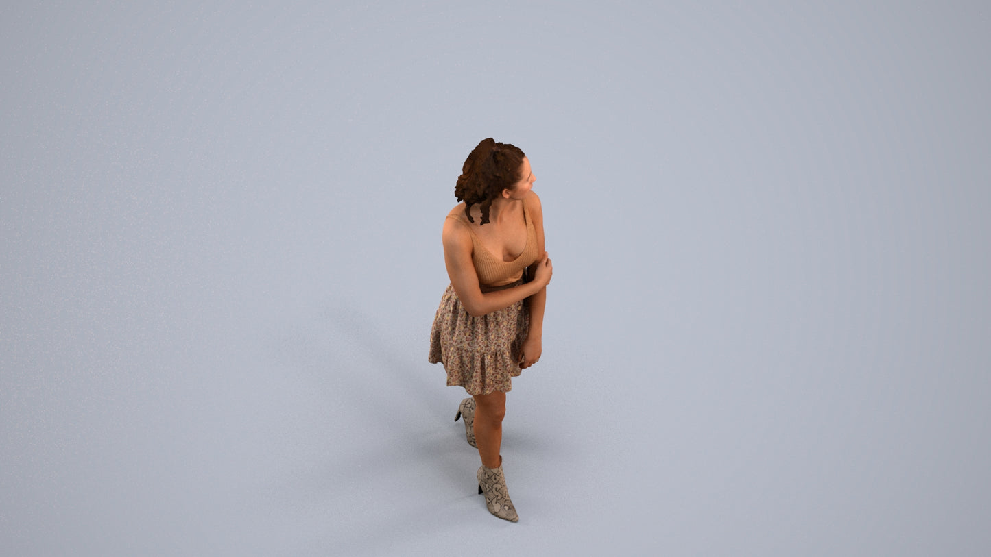 scanned 3D woman casual walking, photogrammetry people for Enscape and V-Ray, back view render