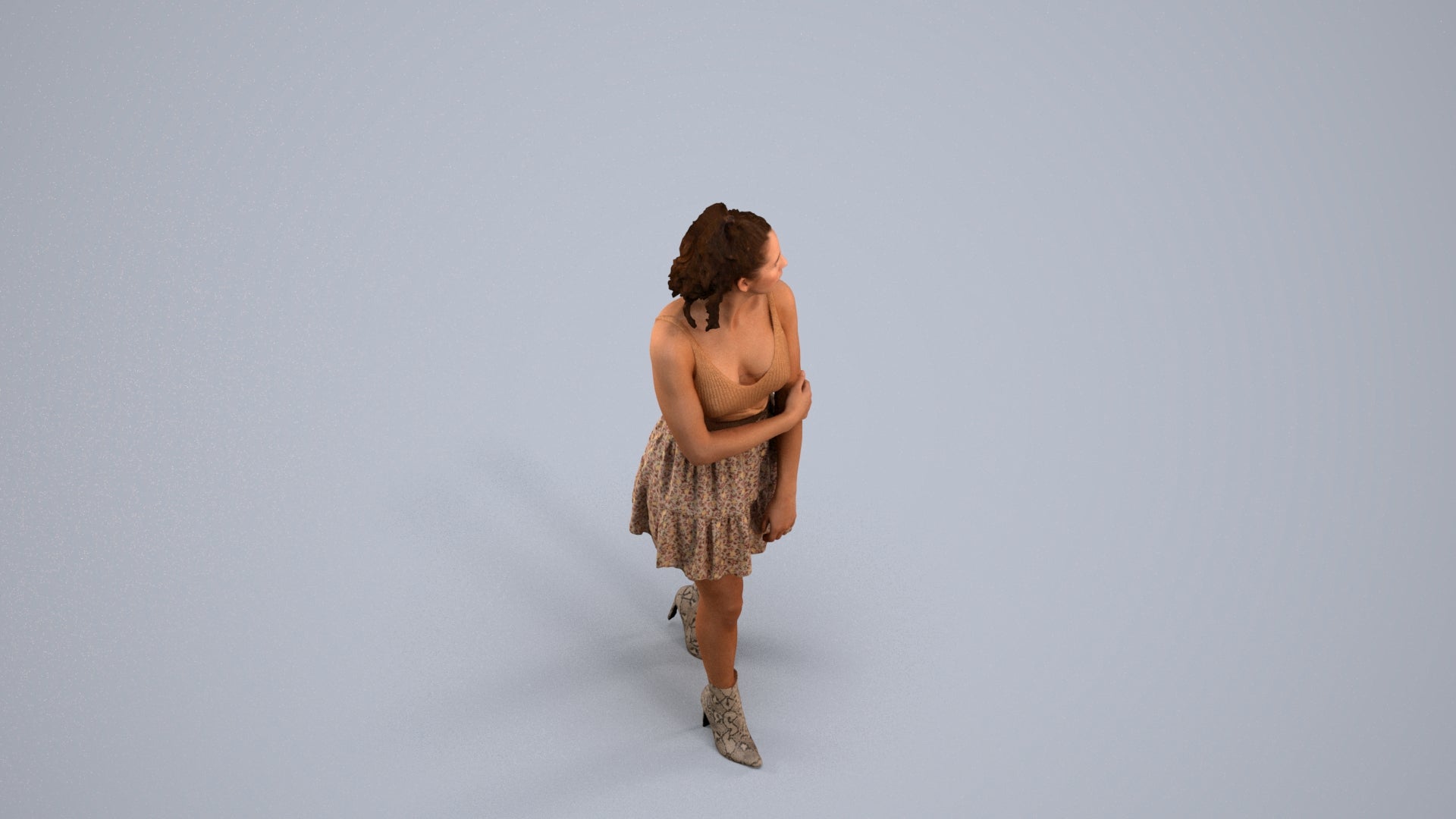 scanned 3D woman casual walking, photogrammetry people for Enscape and V-Ray, back view render