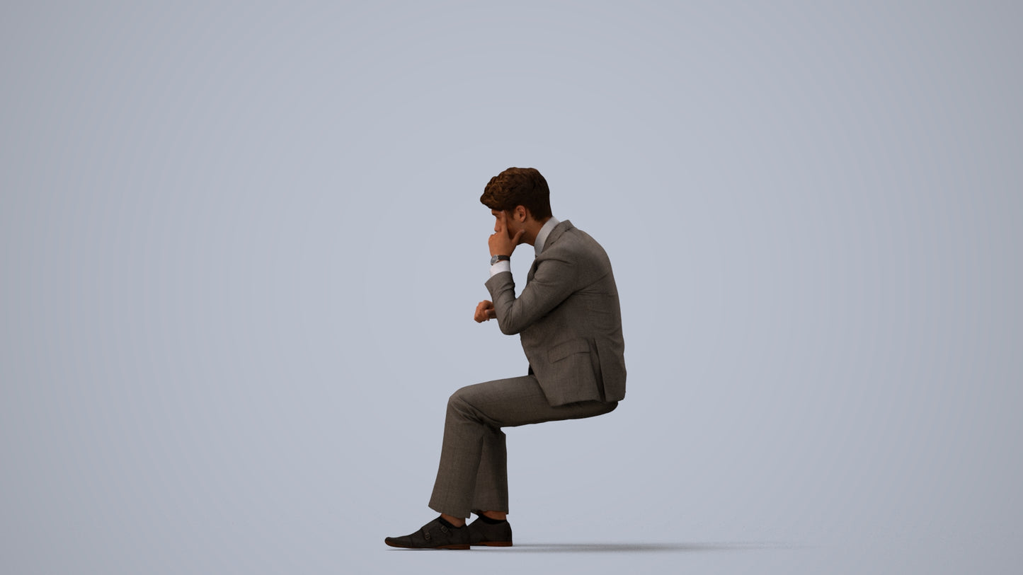 scanned 3D man business, photogrammetry people for Enscape and V-Ray, three-quarter view render