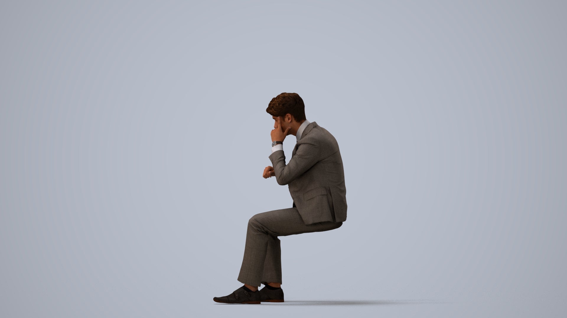 scanned 3D man business, photogrammetry people for Enscape and V-Ray, three-quarter view render