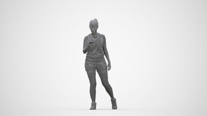 scanned 3D woman sport, photogrammetry people for Enscape and V-Ray, wireframe back view