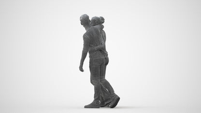 scanned 3D woman casual couple, photogrammetry people for Enscape and V-Ray, square thumbnail