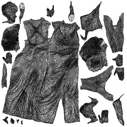 3D human model woman formal formalaffairs, photogrammetry scanned person for archviz, wireframe top-down view