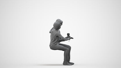 scanned 3D man casual couple, photogrammetry people for Enscape and V-Ray, wireframe side view