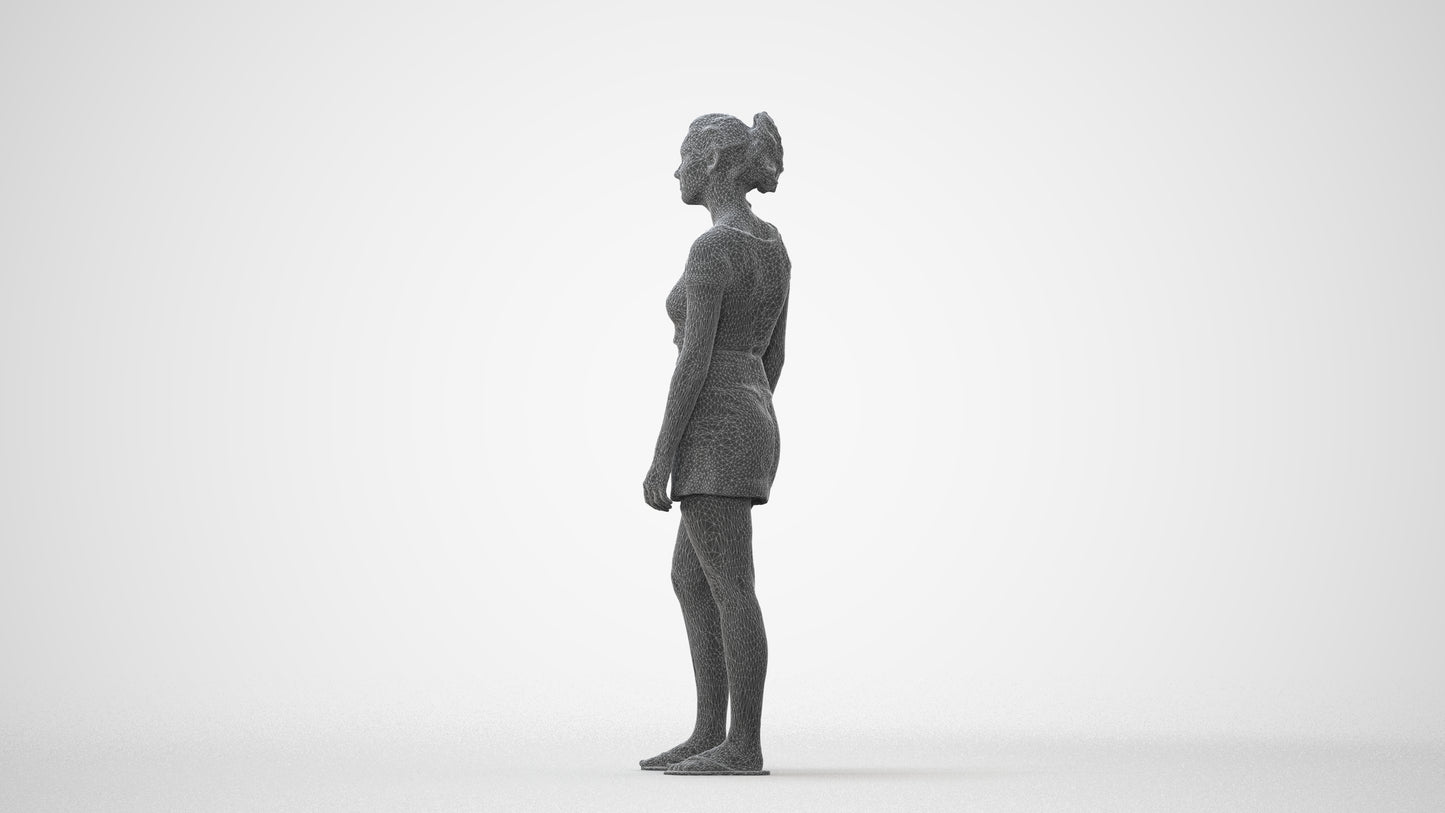 3D people model woman casual standing, scanned human for 3ds Max rendering, square thumbnail