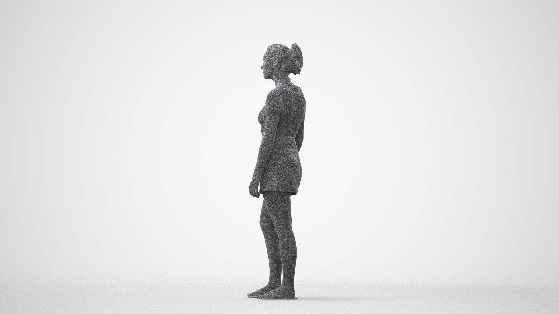3D people model woman casual standing, scanned human for 3ds Max rendering, square thumbnail