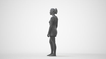 3D people model woman casual standing, scanned human for 3ds Max rendering, square thumbnail