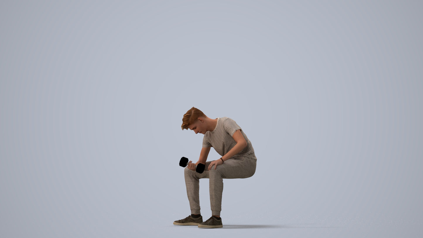 photogrammetry 3D man casual sport, realistic human model archviz FBX, three-quarter view render