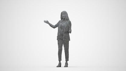 realistic 3D woman business, scanned archviz people for Blender and 3ds Max, wireframe back view