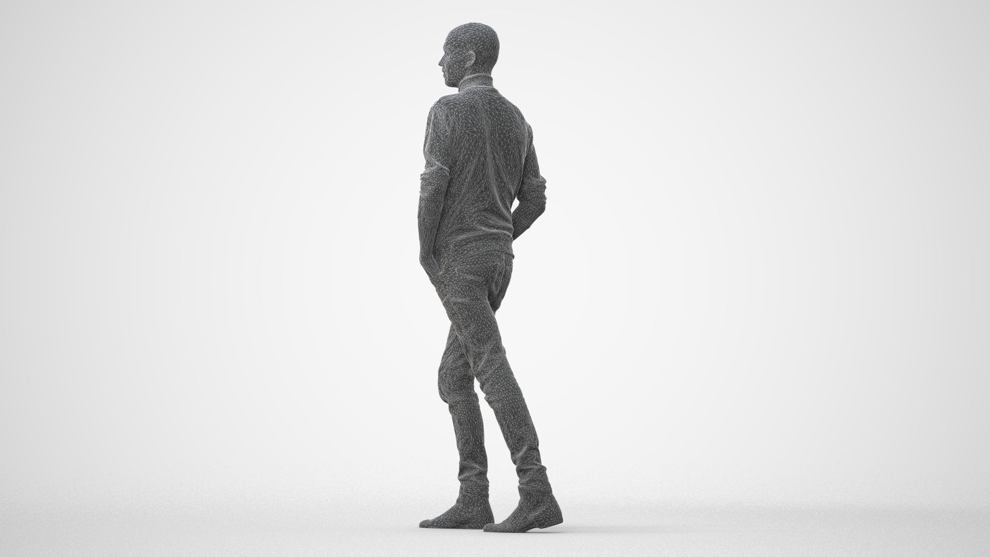 photogrammetry 3D man casual walking, realistic human model archviz FBX, square thumbnail