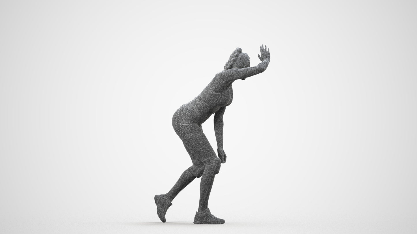 scanned 3D woman sport, photogrammetry people for Enscape and V-Ray, wireframe side view