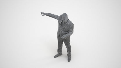 realistic 3D man business, scanned archviz people for Blender and 3ds Max, wireframe three-quarter view