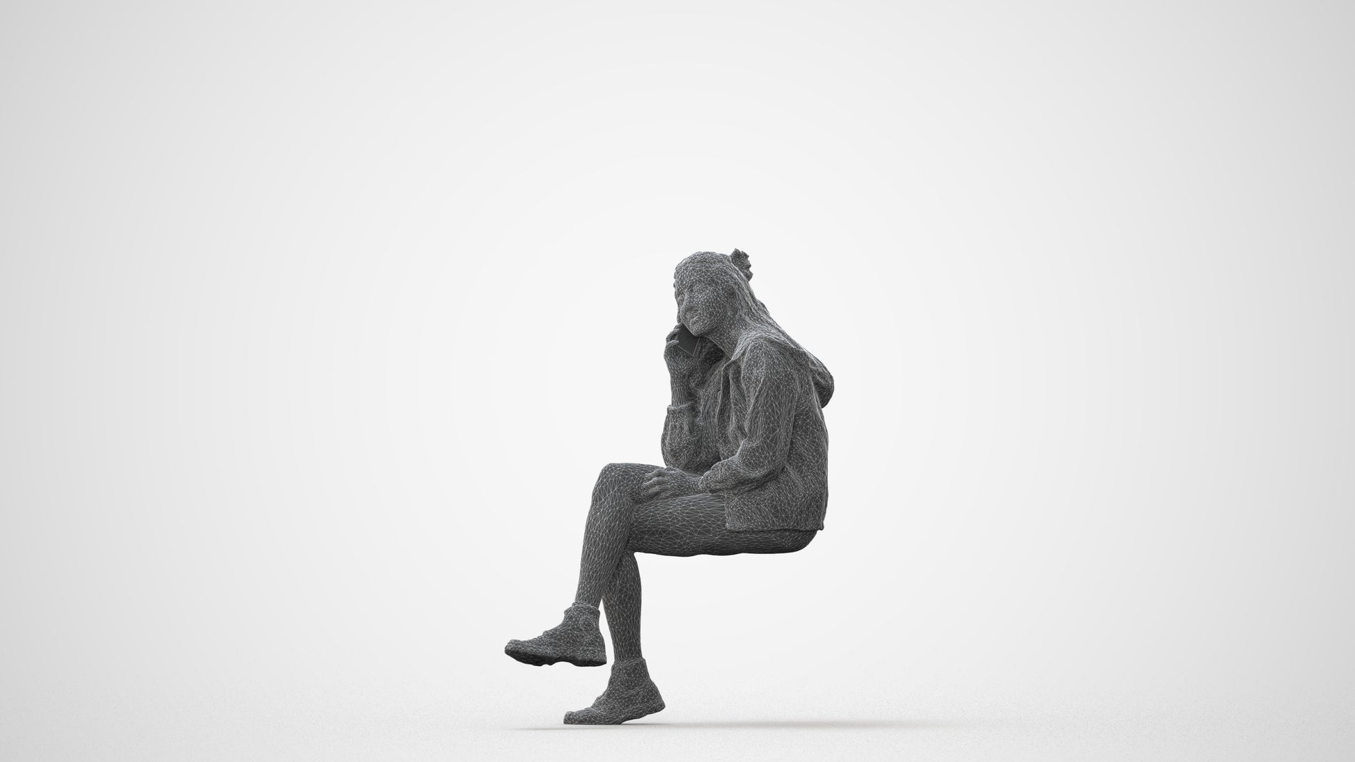 realistic 3D people woman casual sitting, render-ready for V-Ray and Corona, FBX OBJ, square thumbnail