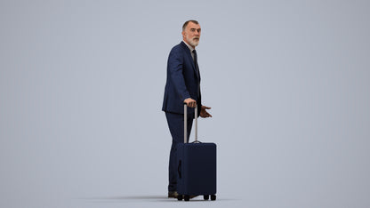 realistic 3D senior man business, scanned archviz people for Blender and 3ds Max, side view render