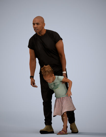 realistic 3D human girl casual kids, archviz people FBX OBJ for Blender