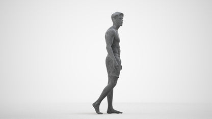 realistic 3D people man pool, render-ready for V-Ray and Corona, FBX OBJ, wireframe side view
